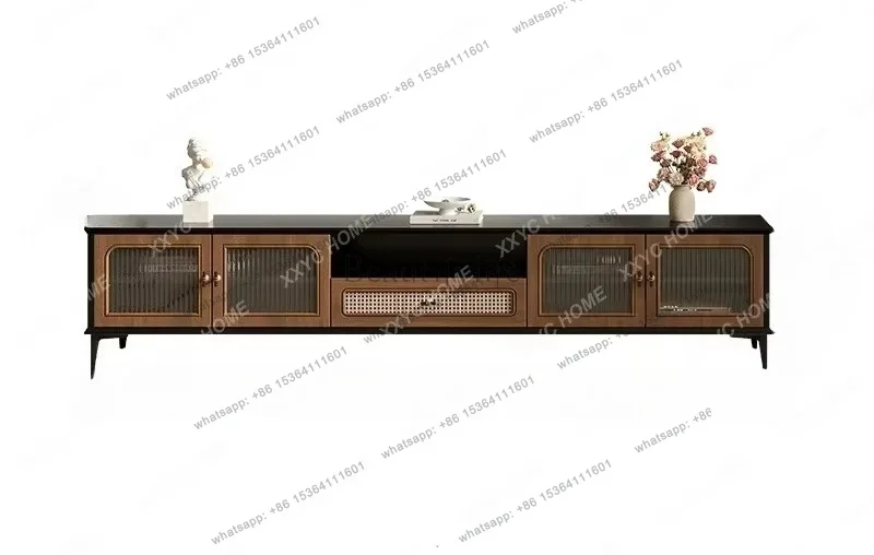 Factory Direct XXMedieval Coffee Table Storage Cabinet Light Luxury High-end Retro Rattan TV Cabinet