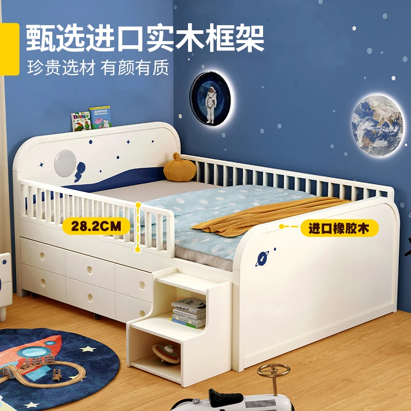 Solid wood children's half-height boys and girls small apartment children's room multi-function bed