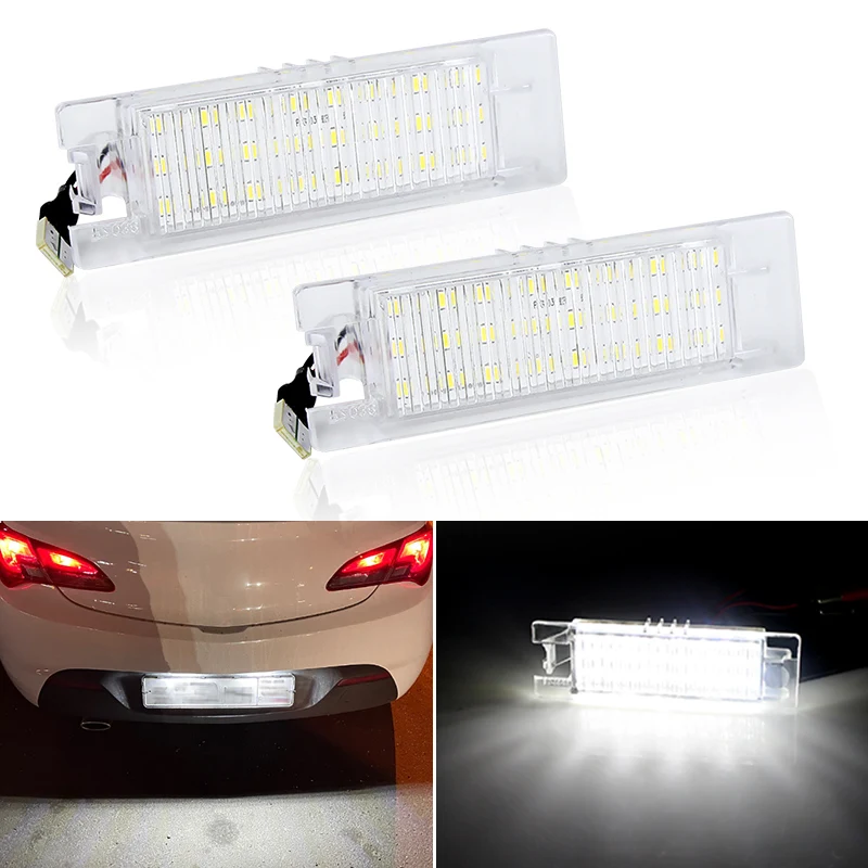 2pcs For Opel LED Number License Plate Light Astra K J H Corsa D E C Meriva A B Vectra C Zafira B Insignia Adam or Vauxhal White