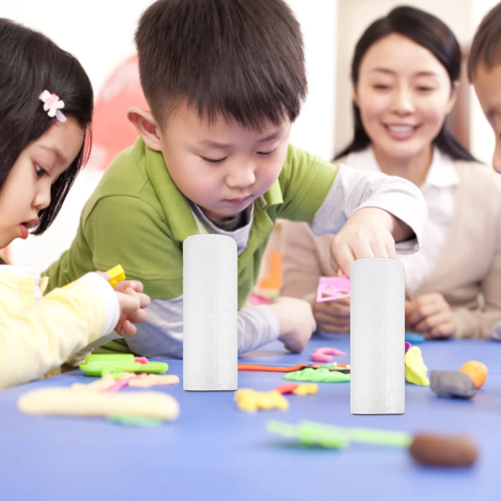 

4Pcs Foam Cylinders 15Cm Polystyrene Craft Shapes for Kids DIY Projects Handpainting Art Education Supplies Unbreakable Modeling