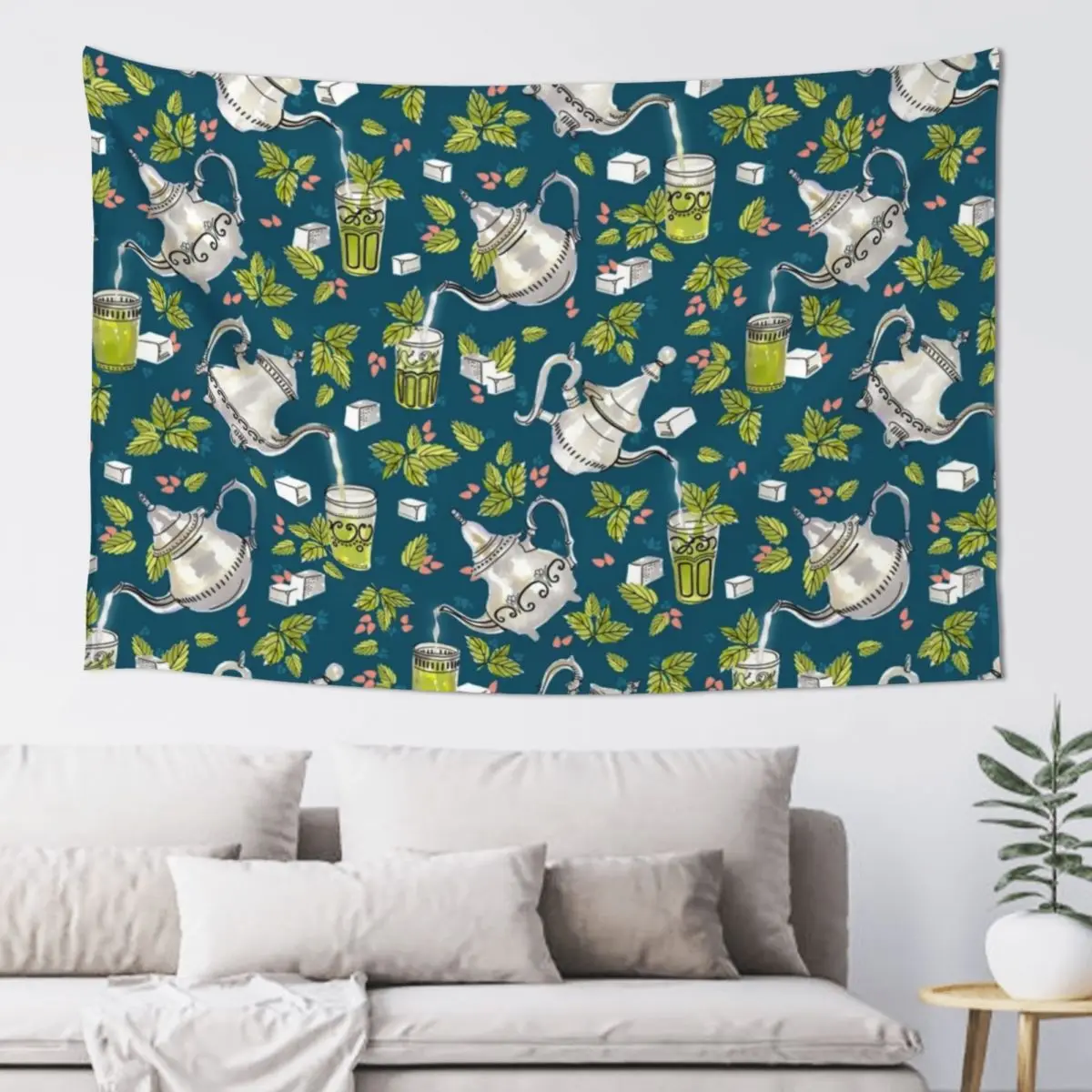 

Moroccan Mint Tea Tapestry Kawaii Room Decor Wall Hanging Wall Wall Art Tapestry