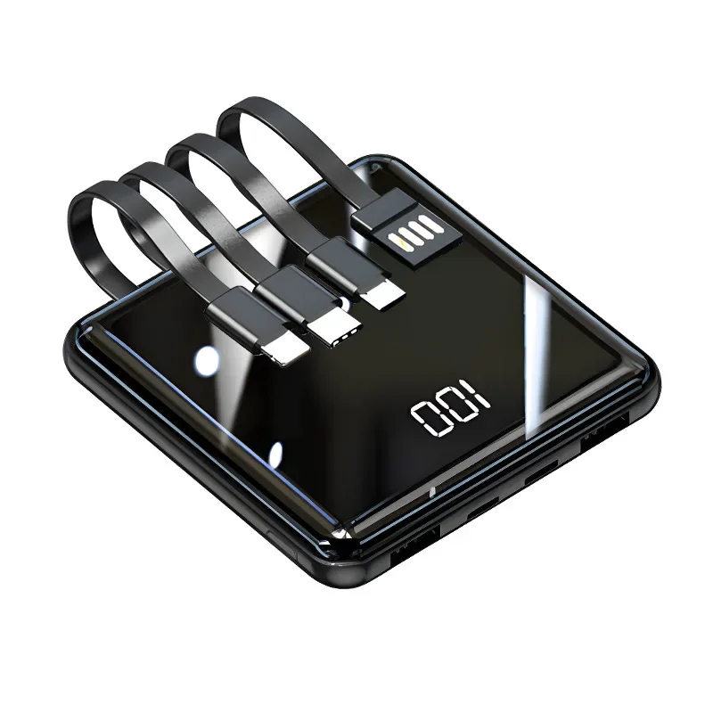 

BCAK Mini Compact Portable Fast Charge Large Capacity Four-wire Power Bank 20000mAh Mirror Mobile Power Supply Gift