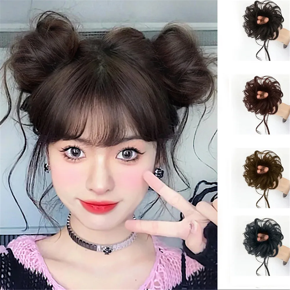 Synthetic Curly Donut Chignon With Elastic Band Scrunchies Messy Hair Bun Updo Hairpieces Extensions For Women