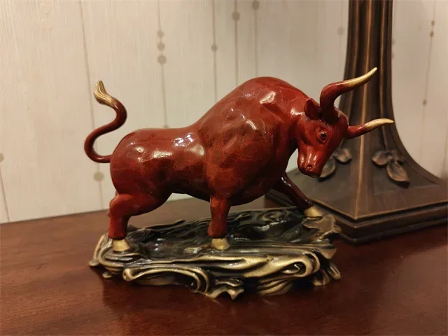 Brass Artwork Animal Ornaments for Sale Charging Bull Copper Sculpture