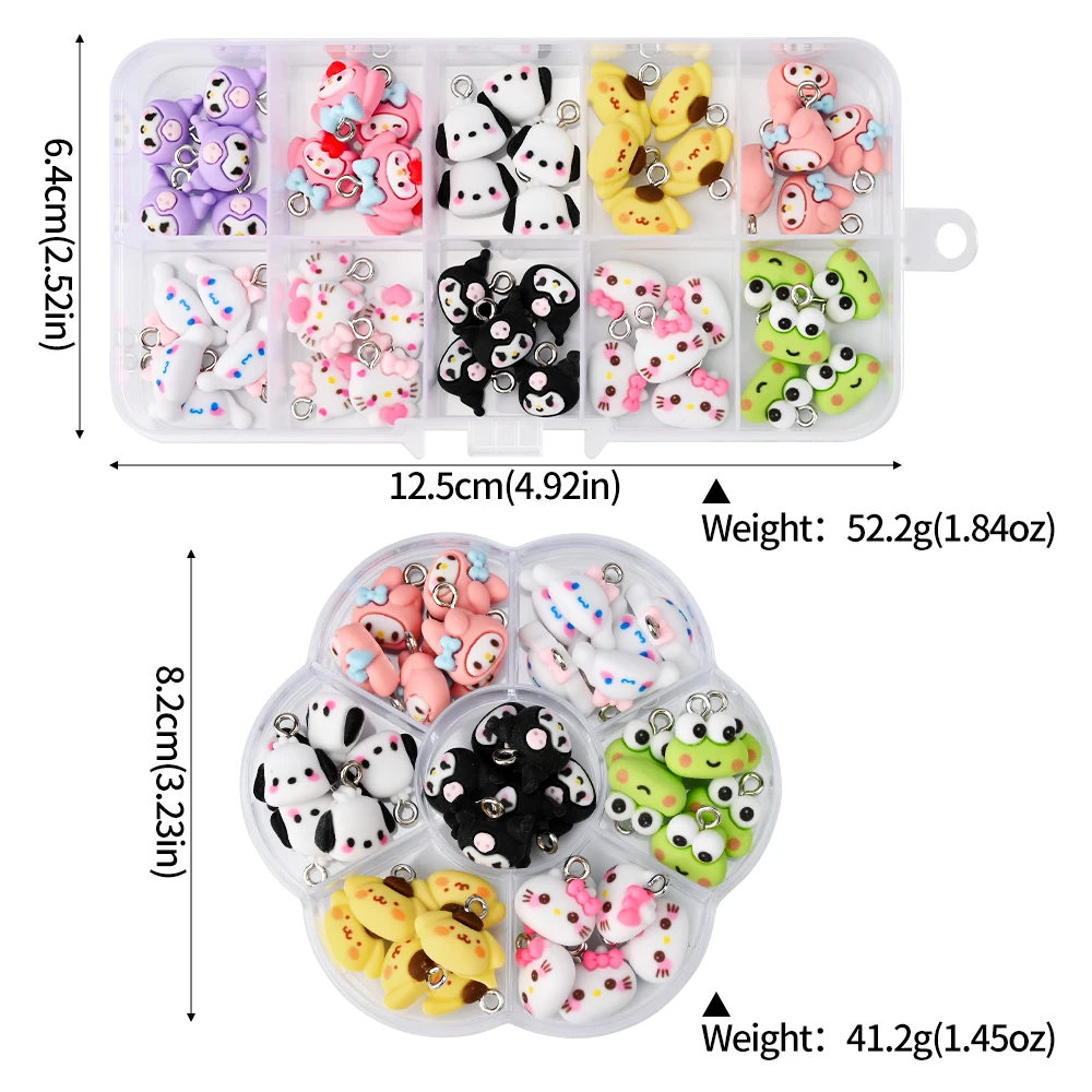 3D 35/50 buah Kawaii Sanrioed Kuromi liontin Hello Kitty pesona untuk anting gelang kalung membuat perhiasan DIY gantungan kunci Accesso