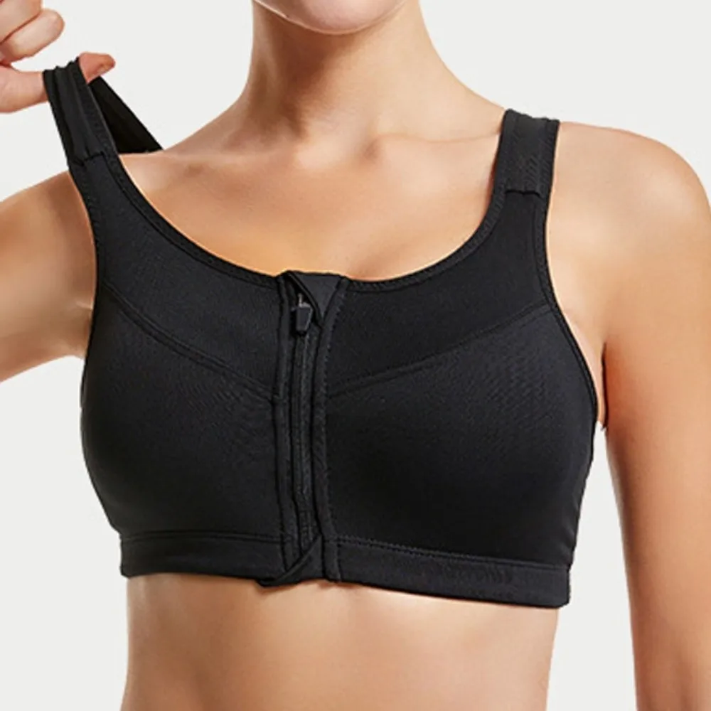 Zipper Sports Bra Anti-shake Design Breathable Fitness Back-breasted Vest Comfortable Adjustable Yoga Underwear Gym