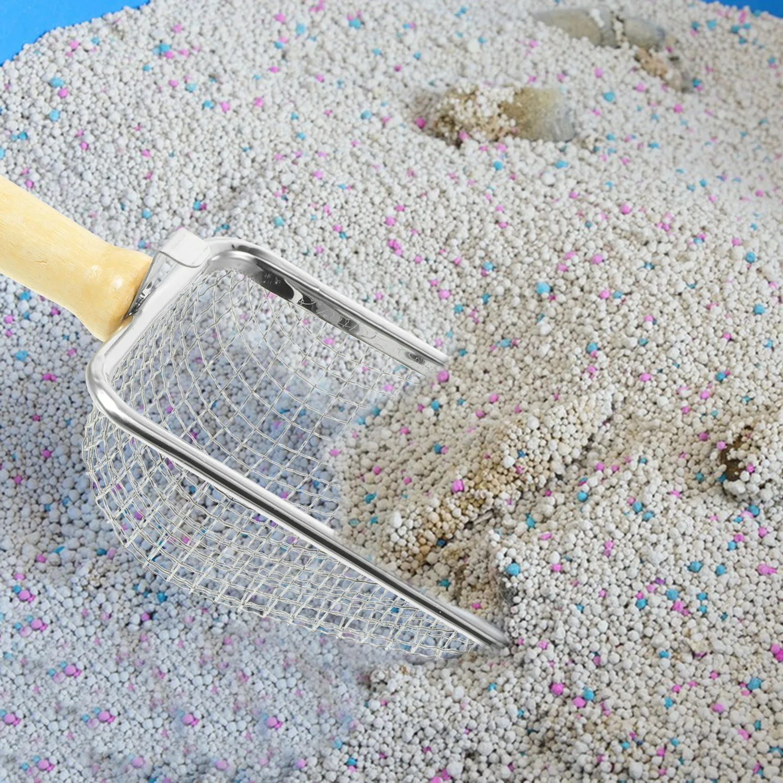 

Stainless Steel Cat Litter Shovel Orange 5x5cm Heavy Duty Scoop Poop Cleaner Long Handle Pet Supplies Reptile Tool