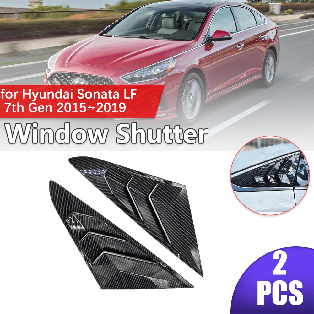 Car Shutter for Hyundai Sonata LF 7th Gen 2015~2019 2016 2017 2018 Rear Side Window ABS Louvers Triangular Sticker Accessories