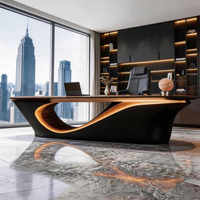 Unique Modern Office Desk Organizer Designer Workstation Luxury Office Desks Black Reception Mesa De Escritorio Office Furniture