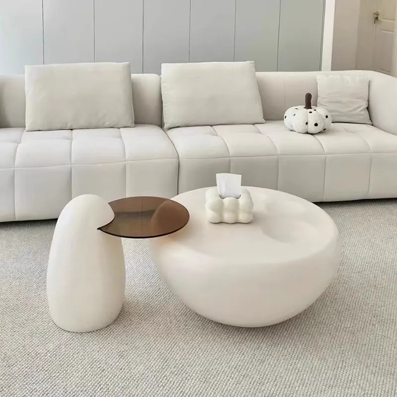 Organizer Modern Coffee Table White Oval Mobile Living Room Coffee Table Mesa Lateral Minimalist Couchtisch Bedroom Furniture