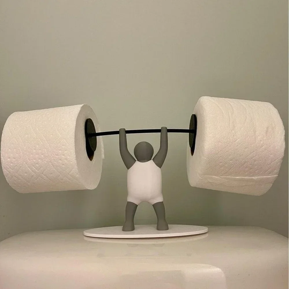 

Funny Weightlifting Toilet Paper Holder - Fitness Themed Bathroom Roll Dispenser, Multifunctional Storage Rack bathroom decor