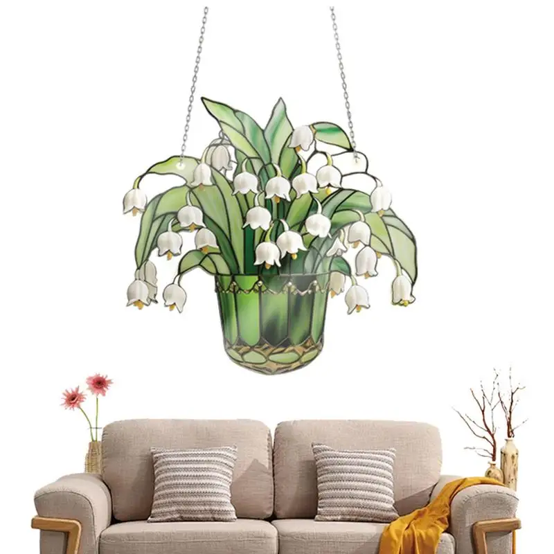 

Window Flower Acrylic Decor Butterfly Acrylic Window Hangings 2D Acrylic Lily Of Valley Ornament Window Pendant For home Supply