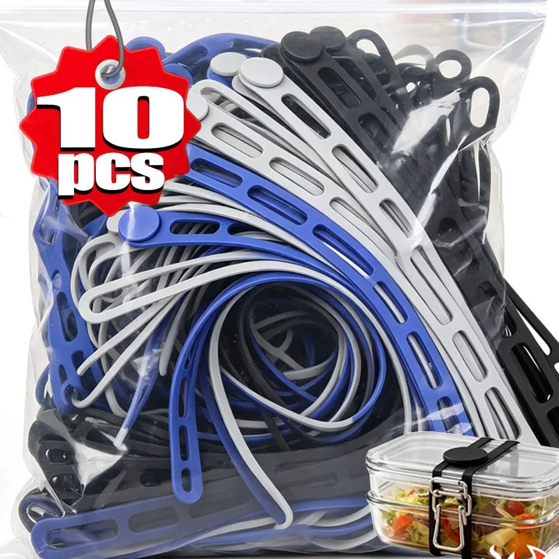Faixas Elásticas de Silicone Reutilizáveis de 54cm para Tampas de Panela, Suporte para Lancheira, Elásticos para Utensílios de Mesa ao Ar Livre