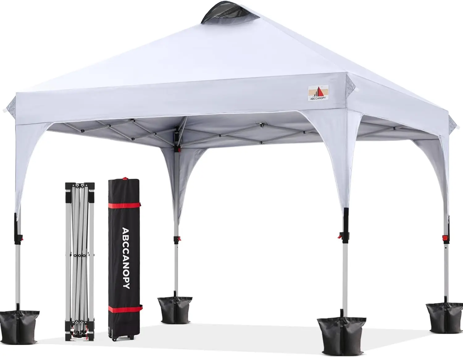 

10x10FT Canopy Tent 1-Person Setup,Portable Instant Sun Shelter with 4 Weight Bags(White)