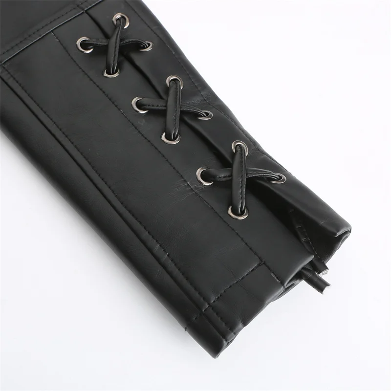 Chaqueta corta de cuero con vendaje para mujer, abrigo ajustado de cuero PU para motociclista, prendas de vestir exteriores con cuello vuelto, Top informal para primavera y otoño