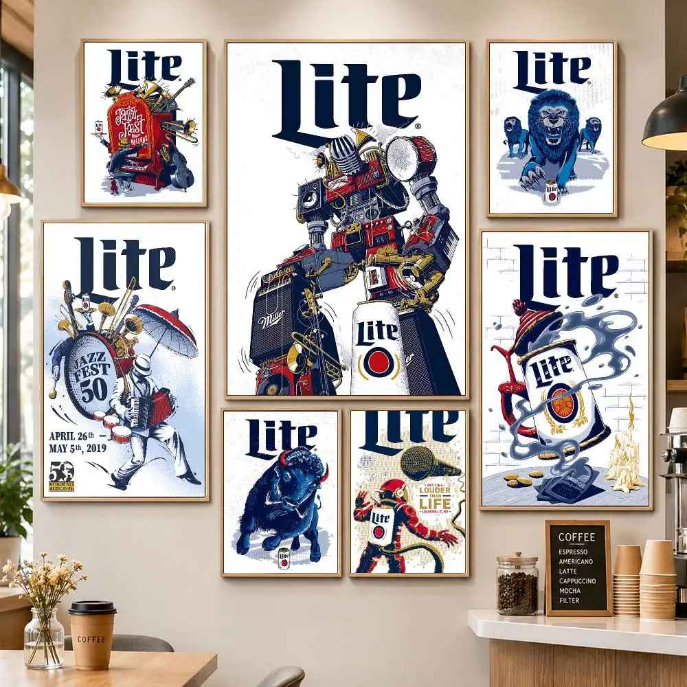 Beer Miller Lite American Light Lager Poster PP Decorative Poster Water-Resistant Print Apartment Dorm Office Cafe Gift