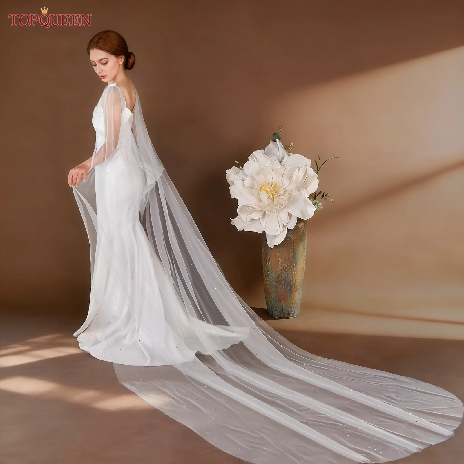 

TOPQUEEN Capa Novia свадебная шаль с жемчужным хвостом пальто болеро Mujer Para Vestido съемное вечернее платье аксессуары настраиваемые Mg53