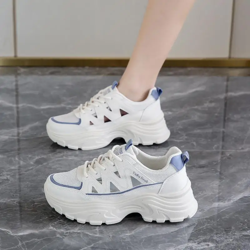 Hong Kong Style Show Feet Small Platform Dad Shoes Female Spring and Autumn All-Match Fried Street Super Hot 2024 New Tenis