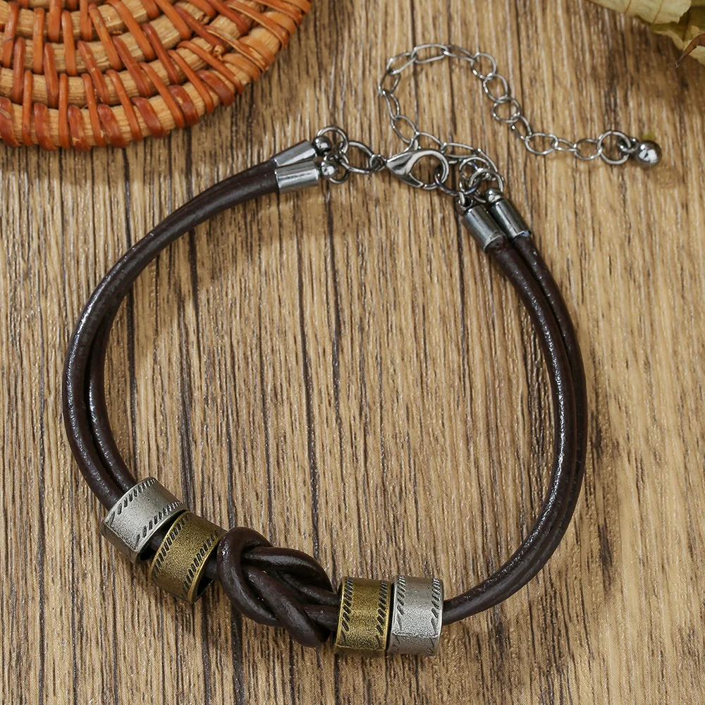 Vintage Ring Anhänger Halskette Hip Hop PU-Lederseil Herren Choker Halskette Mode Schmuck Accessoires – Detail 4