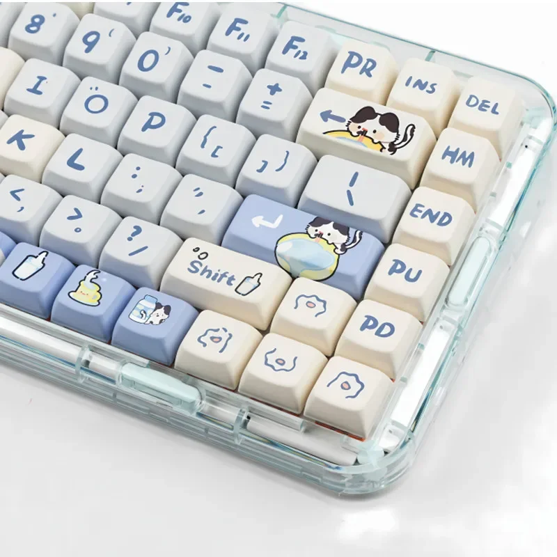 Dairy Cow Cat PBT Keycap, Teclado Mecânico, MX Switch, Perfil de MOA, Sublimação Dye, Chave 129