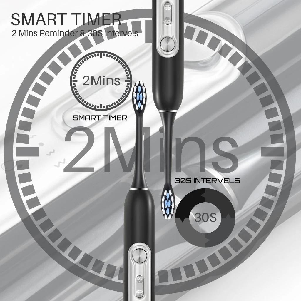 SUBORT Sonic Electric Toothbrushes Adult Smart Timer Brush 5 Mode Rechargeable Whitening Toothbrush IPX7 Waterproof 6 Brush Head