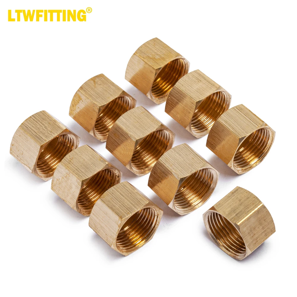 

LTWFITTING 1/2-Inch Brass Compression Cap Stop Valve Cap,Brass Compression Fitting(Pack of 10)