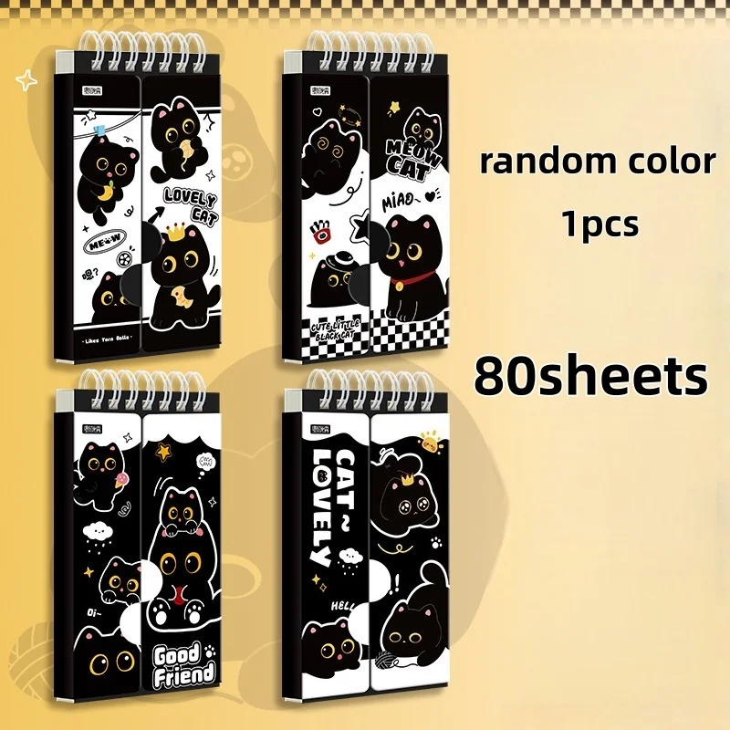20 Colors Vocabulary Notebook Elementary Black Cat with Self Test Flap Portable Pocket Journal Word Books for Middle School