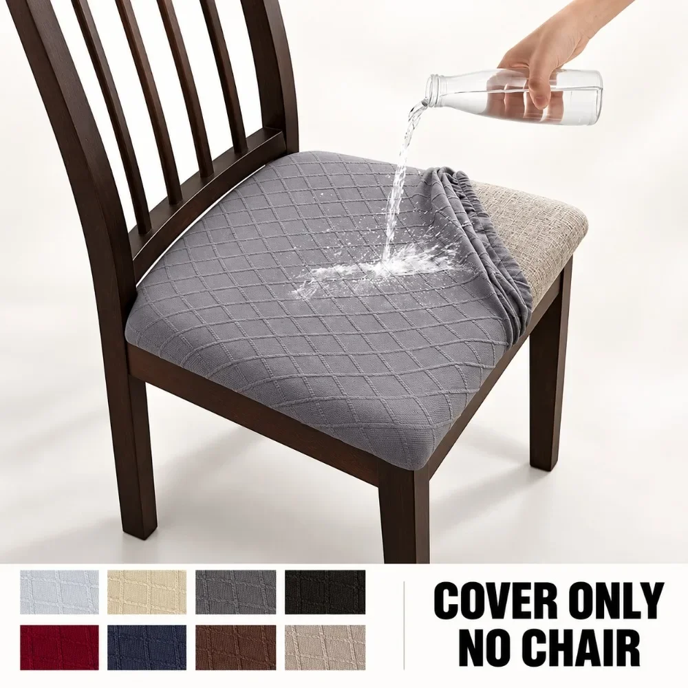 1/2/4/6pcs Waterproof Removable Washable Seat Cushion Protector Slipcovers Solid Color Chair Seat Cover Dining Room Kitchen