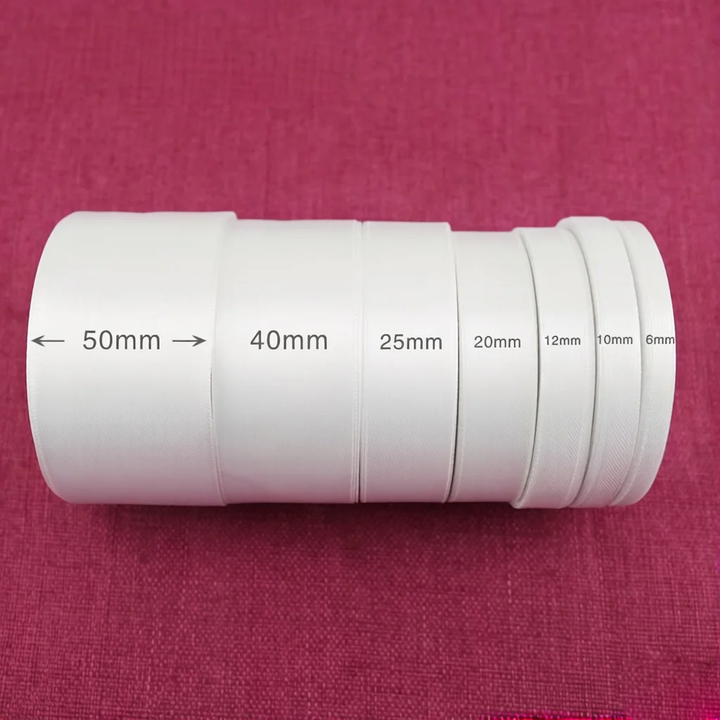 White Single Face Satin Ribbon Wholesale Gift Wrapping Christmas Ribbons