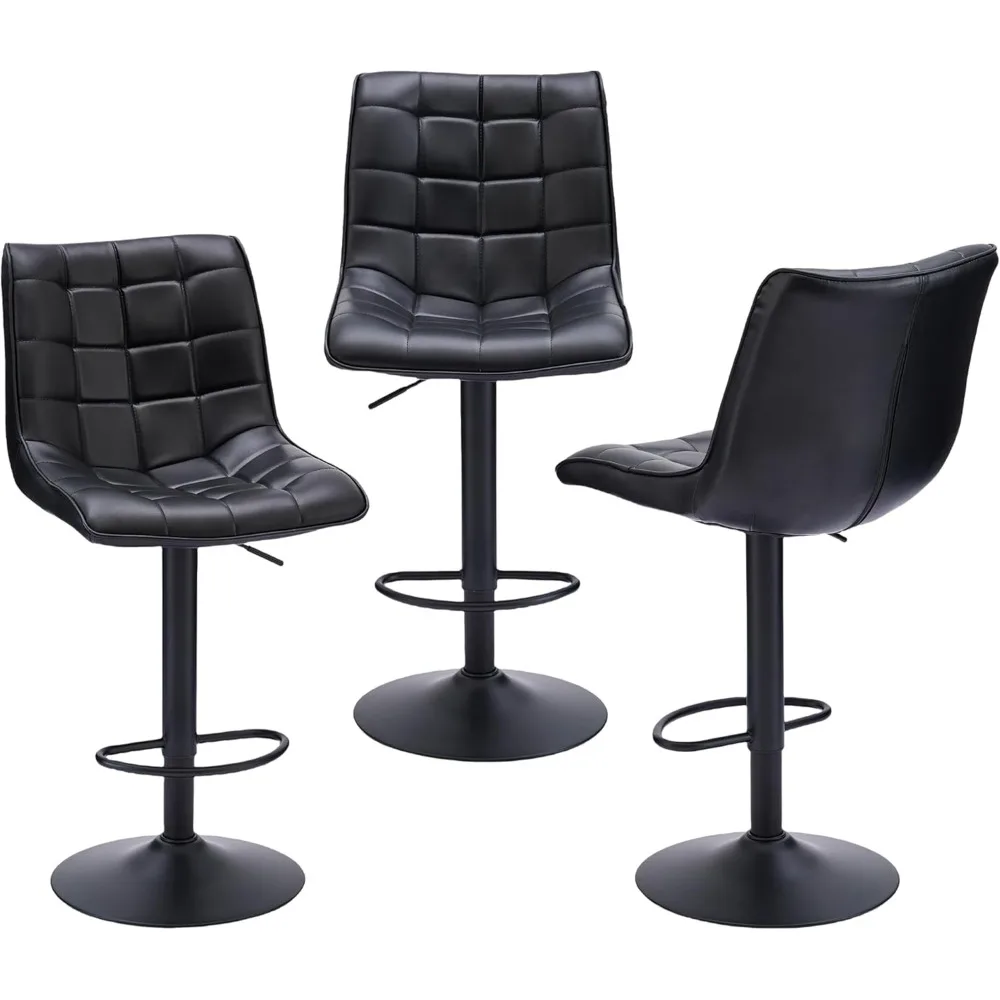 

Bars Stools Set of 3,Adjustable Counter Height Bar Stoolss 24"-33",Modern Swivel Bar Stools with Backs,Black Kitchen Bars Stools