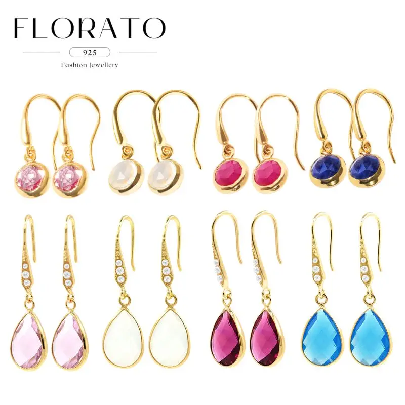 

925 Silver Ear Needles round/water Drop Pendant Micro-encrusted Zircon Ear Hook retro Drop Earrings Luxury Fashion Party jewelry