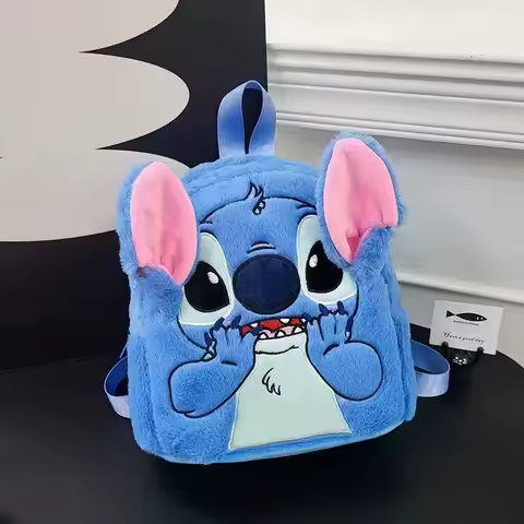 New Plush Backpack Ins Japanese Blue Stitch Funny Cartoon Large-Capacity Student Backpack Kindergarten Bag Child Gift