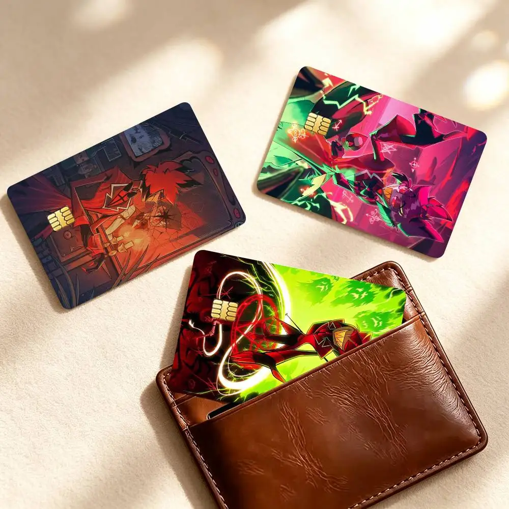A-Alastor Hazbin Hotel Animation  Credit Card HD Stickers Game Card Decal Small Chip Waterproof Sticker Gift
