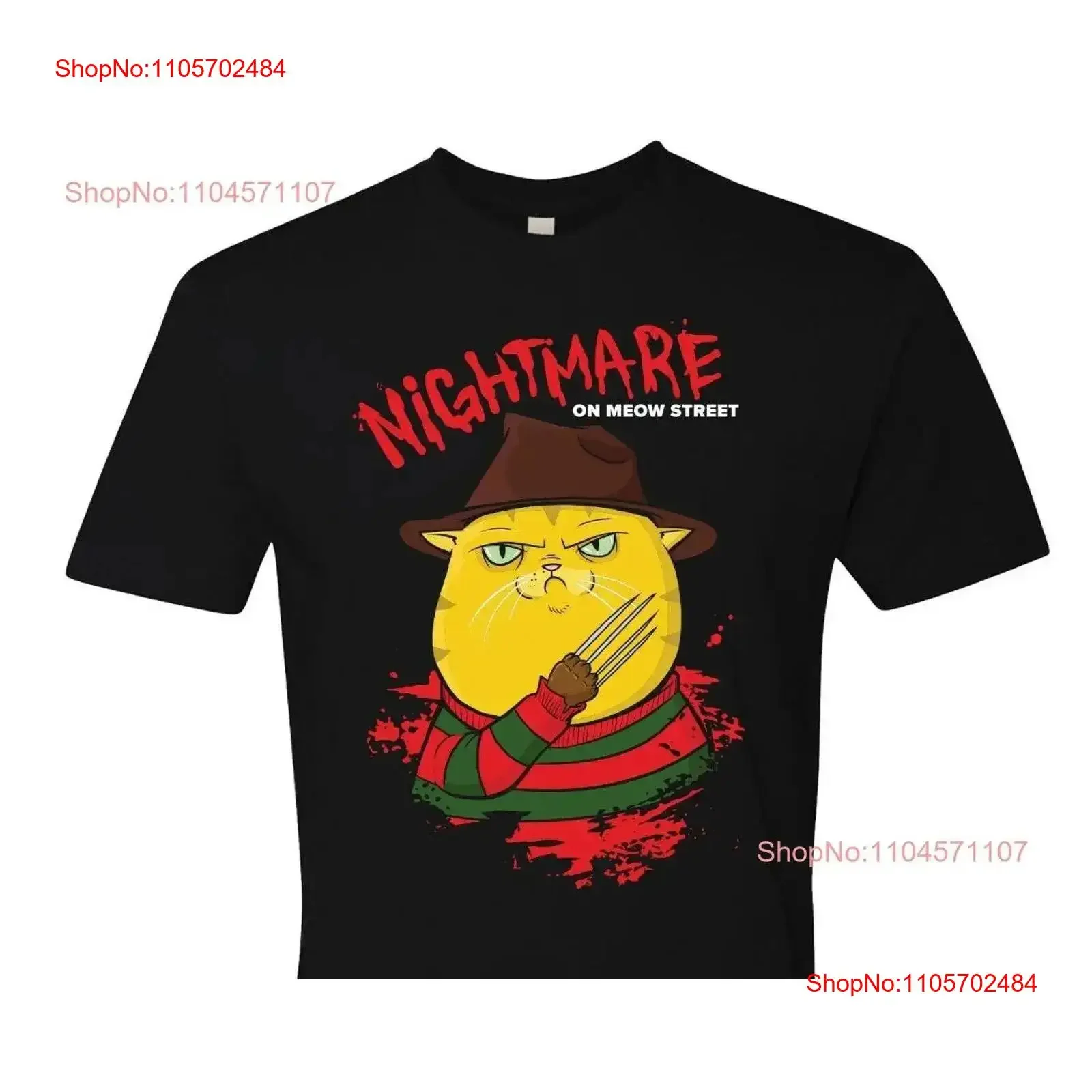 Nightmare Cat Men's T Shirt Trending Funny Lover Dad meowloween halloween vintage Washed Top For Everyday Wear Breathable Soft