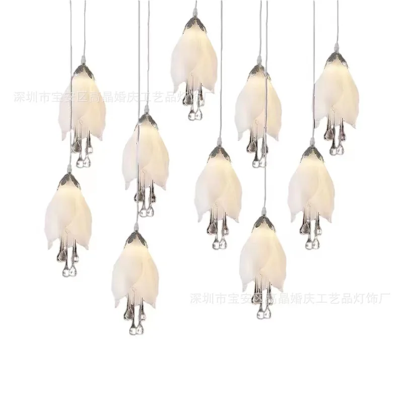 10 Magnolia chandeliers in the wedding hall, creative acrylic luminous decorative lights, wedding venue arrangement lamps wholes
