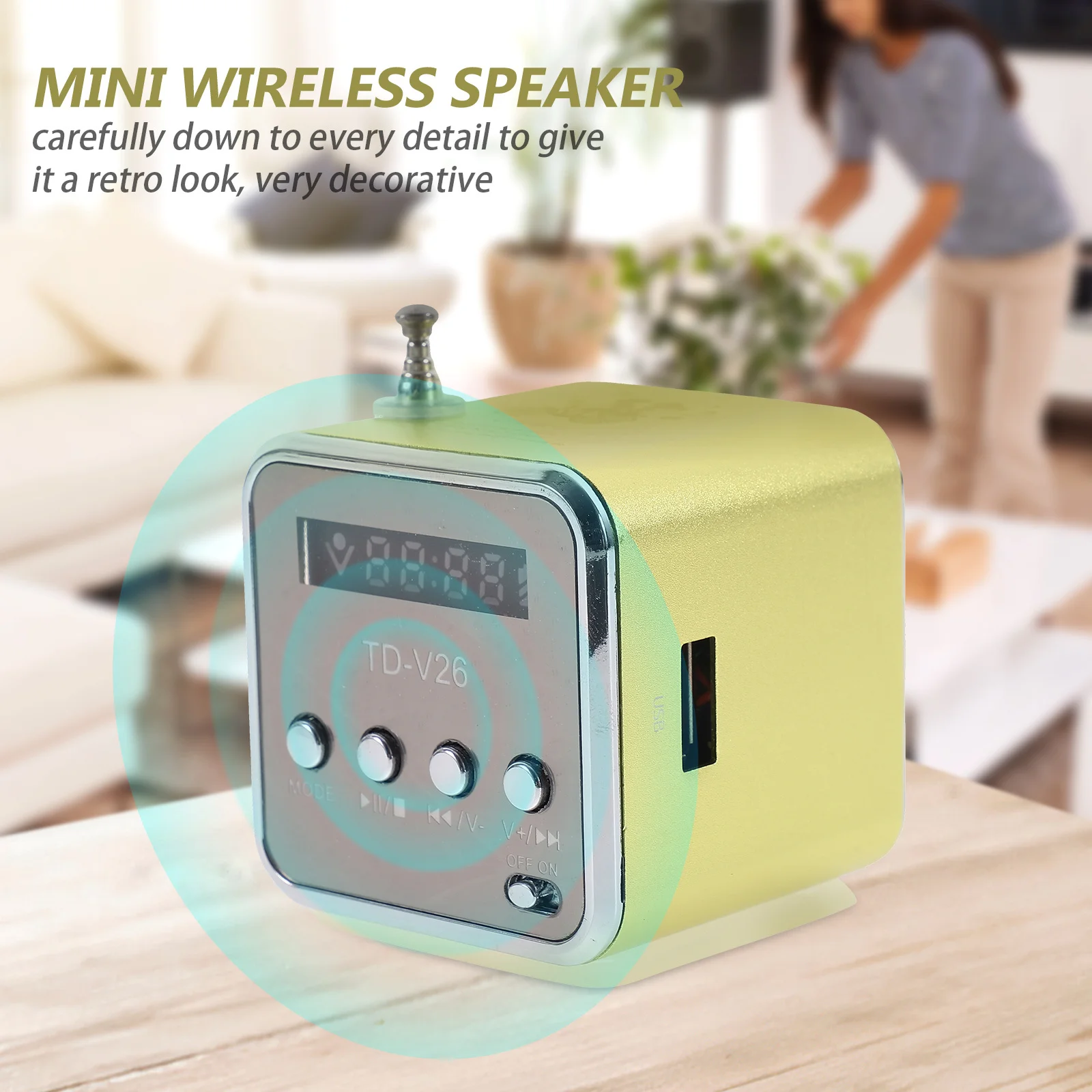 

Retro Wireless Portable Mini Sound Speaker For Travel Home Office Outdoor High Durability Compact Design Radio Shaped