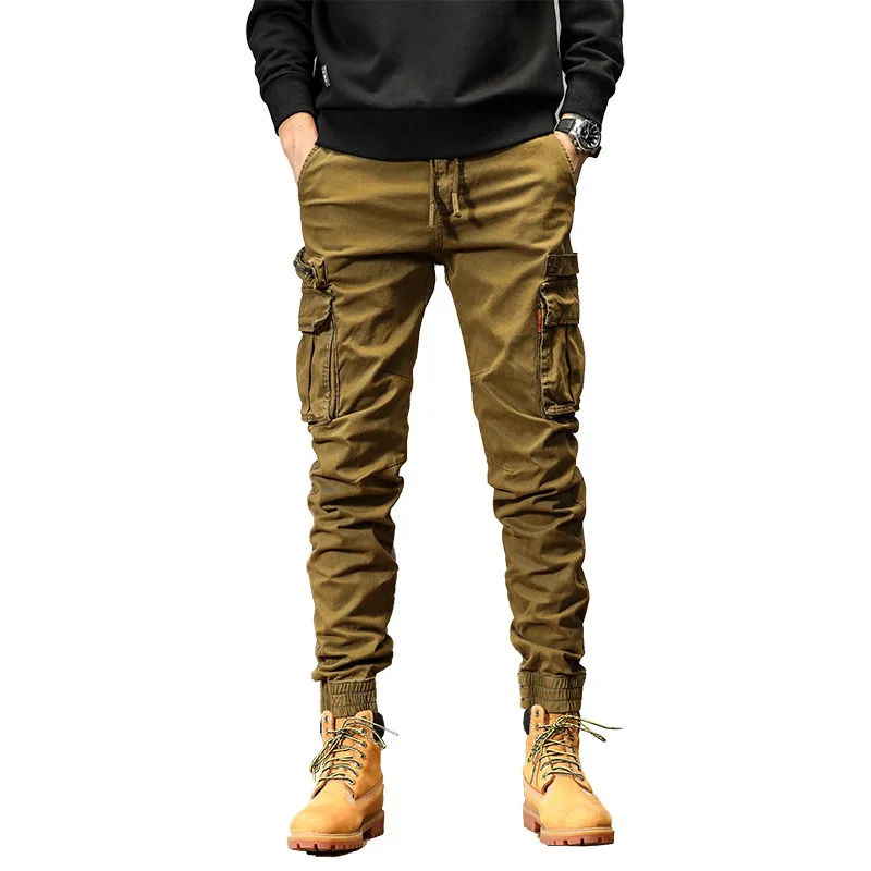 الربيع والخريف جديد الأمريكية الرجعية عمال السراويل الرجال وظيفية بارد عداء ببطء عمال السراويل عارضة