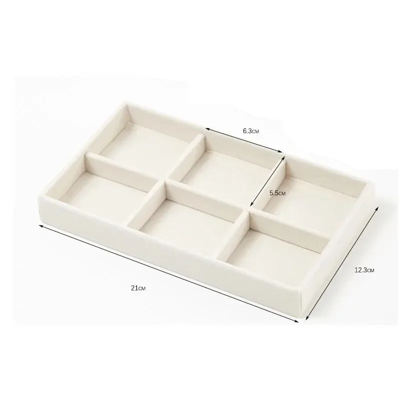 Velvet Jewelry Display Exquisite Jewellery Holder Portable Ring Earrings Necklace Organizer Storage Box Organizator Trays Beige