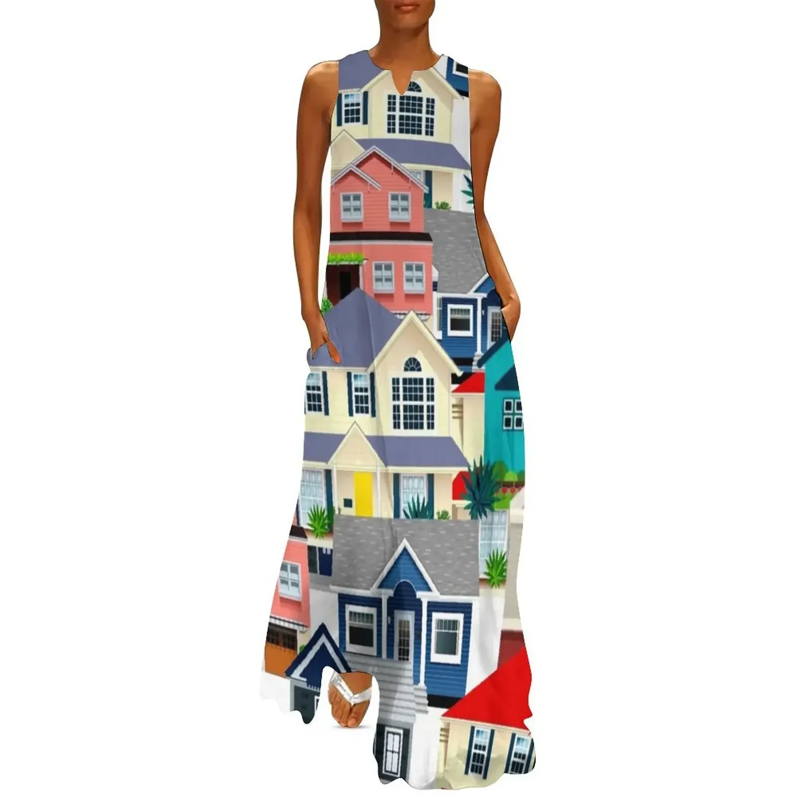 

Houses Print Long Dress Dance dresses clothing women summer 2025 dress dresses chic and elegant evening dress