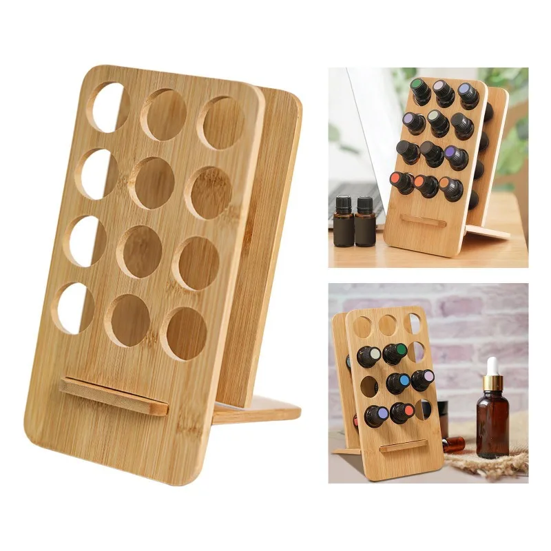 

Wooden Essential Oil Bottle Display Stand for Aromatherapy Perfume Bottles Holder Storage Organizer Rack 12 Holes 15ML