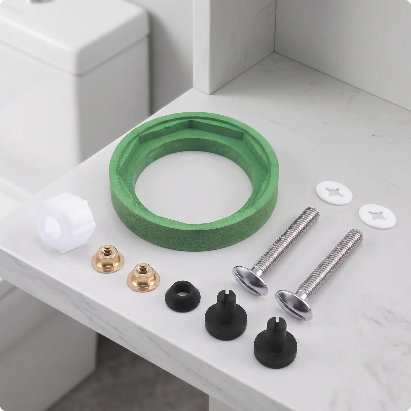 Anti Leak Toilet Bowl Gasket Ring for AS738756-0070A Sturdy Circular Seal with Mounting Hardware Kit
