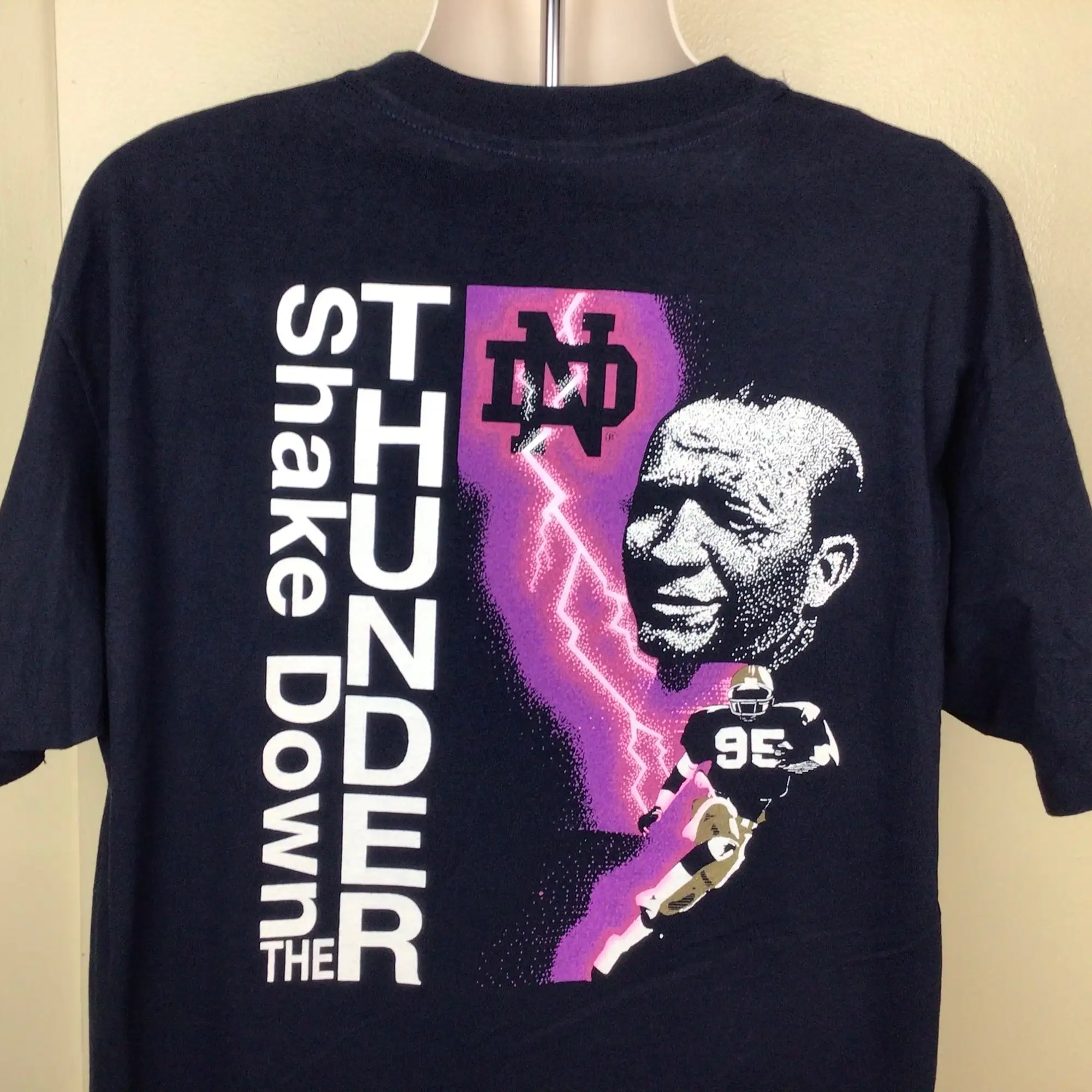 Vtg 1995 Notre Dame “The Shirt” TShirt Blue XL 90s Student Alumni Shake Down The Thunder Football