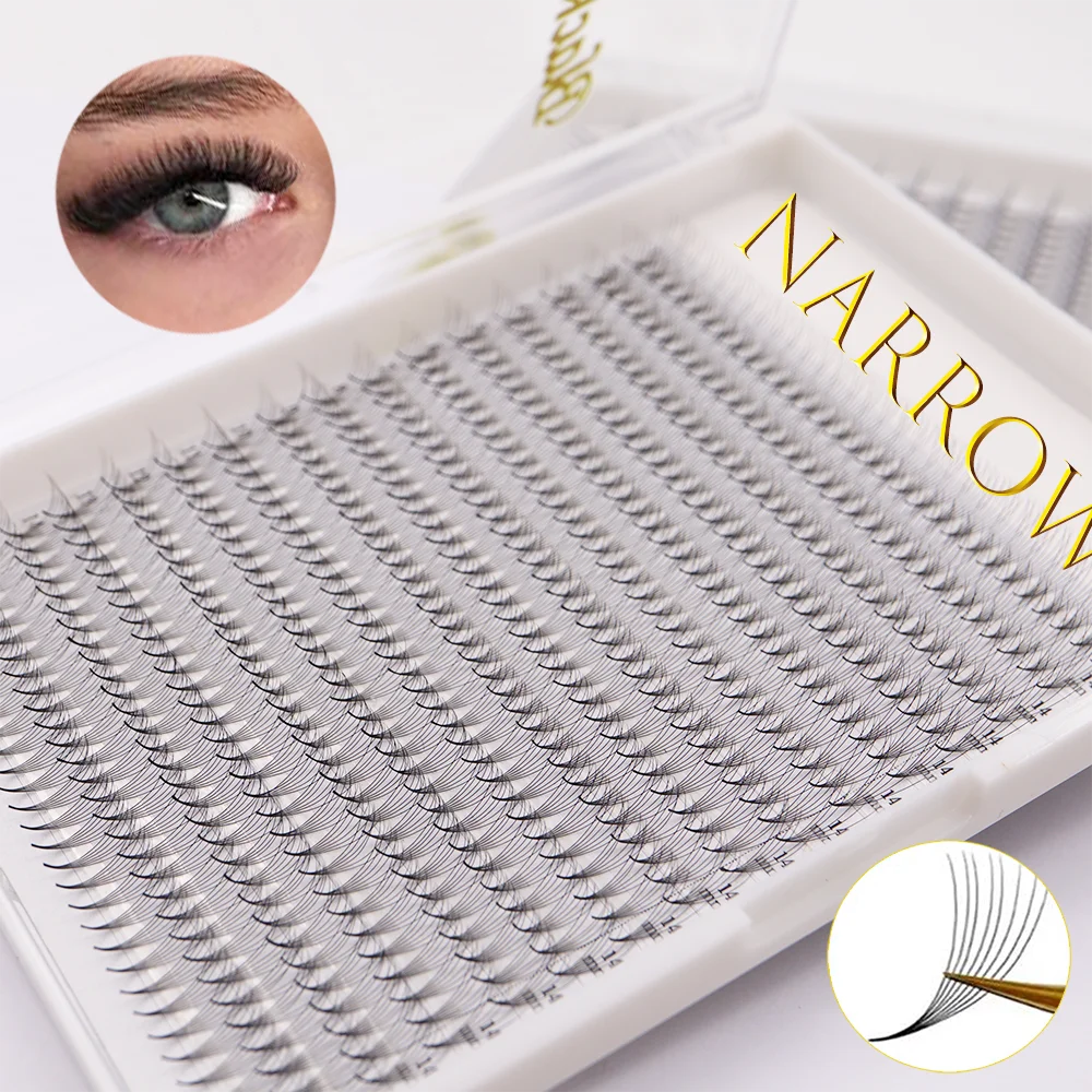 

Narrow Pointy Base Premade 640 Fan Lashes Mega Handmade Russian Volume Promade Sharp Thin Root 6d 8d Ready Eyelash Extension