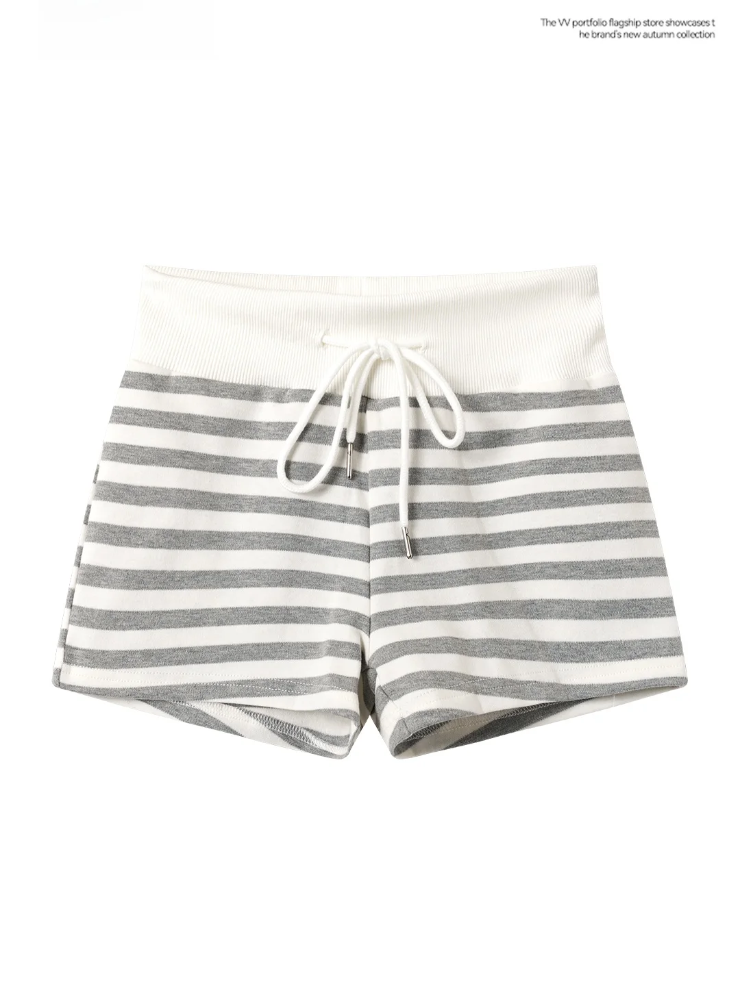 2026 New Women's Slim Fit Short Pants Belted Base Layer High Waist Exterior Wear Light Grey Summer Fashion Comfortable Elasti...