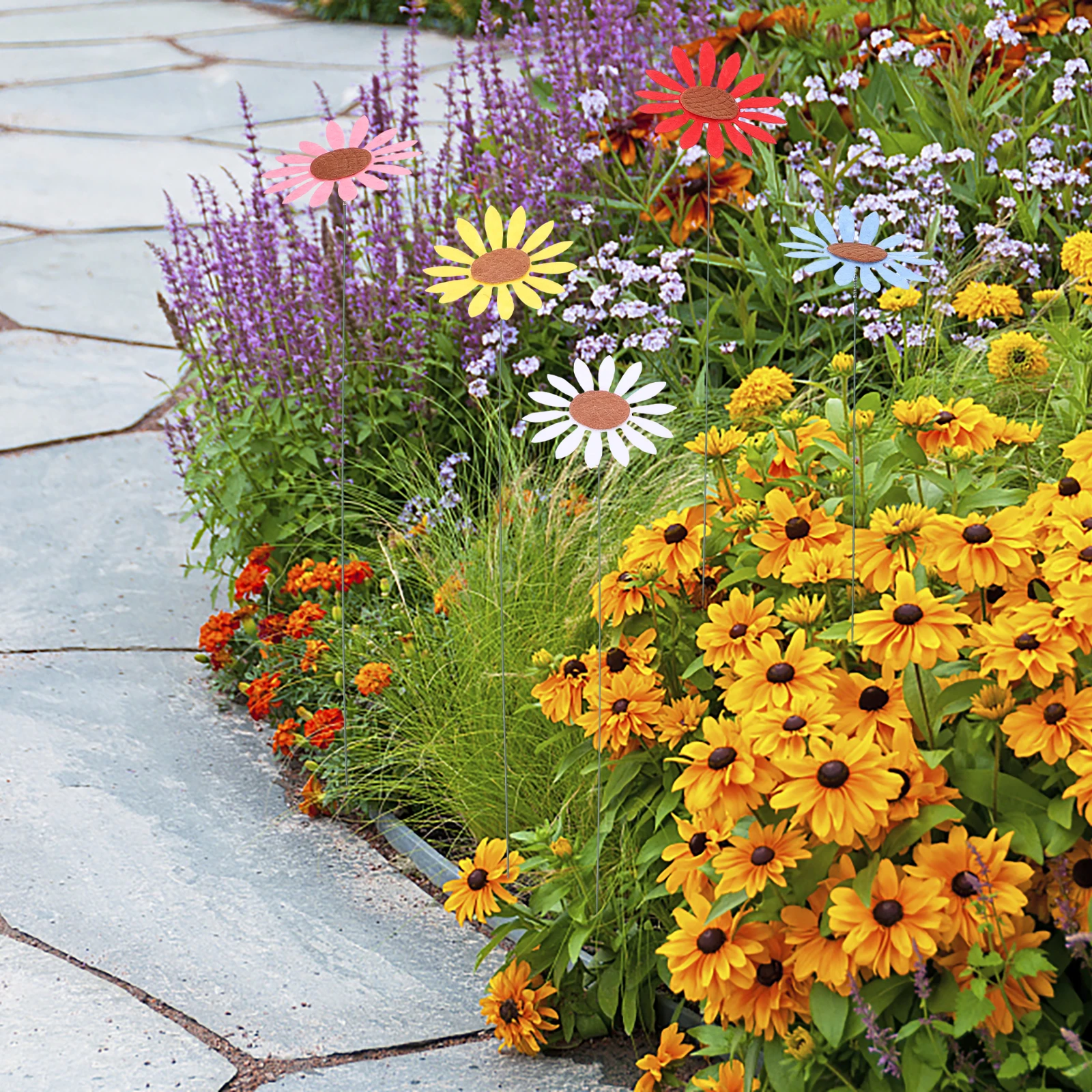 

10pcs Garden Decor Stake Flower Decoration Durable Realistic Design For Lawn Yard Outdoor Party Photo Prop Colored Stakes