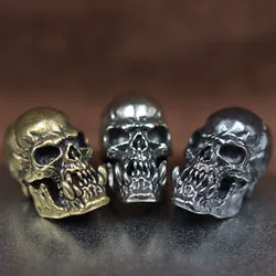 Skull Head Brass Knife Bead Punk EDC Outdoor DIY Paracord Woven Lanyard Pendant Retro Umbrella Rope Bracelets Charms Accessories