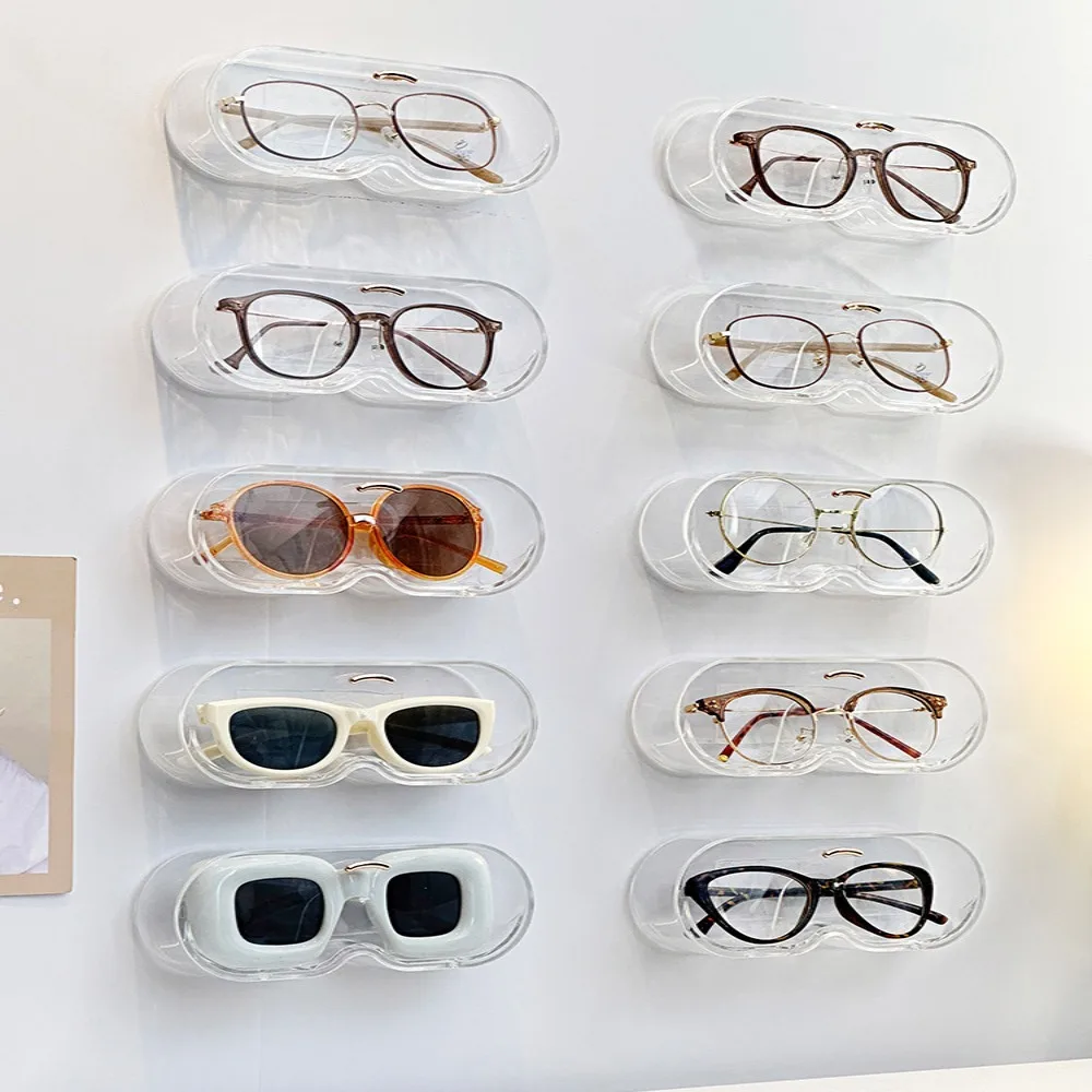 Punch-free Sun-glasses Display Holder Wardrobe Home Tidying Glasses Storage Rack Wall Mounted Portable Glass Showcase