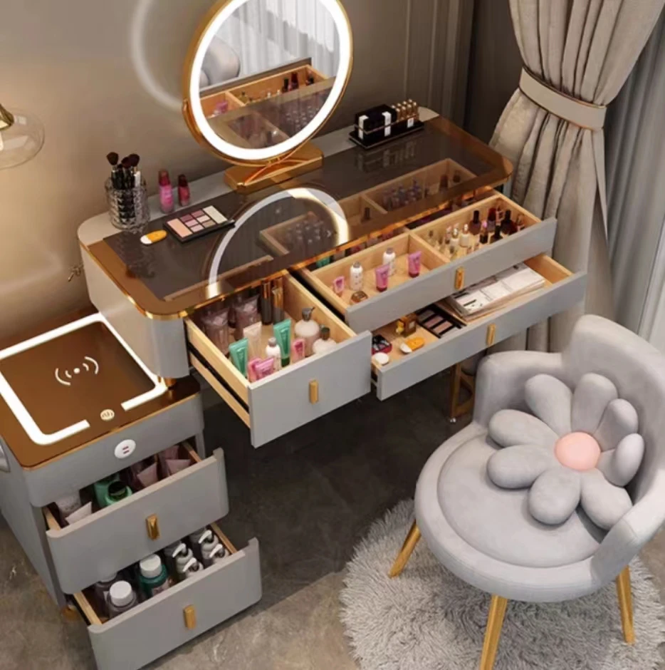 Modern Furniture Bedroom Dresser Adjustable Dresser With Mirror For Bedroom Makeup Dressing Table With Led