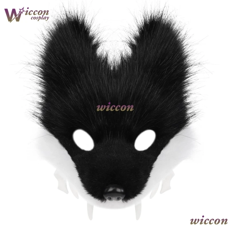 NebulaCloak Carnival Plush Fox Half Face Mask for Men Women Furry Fox Mask, Halloween Masquerade Party Stage Face Cover
