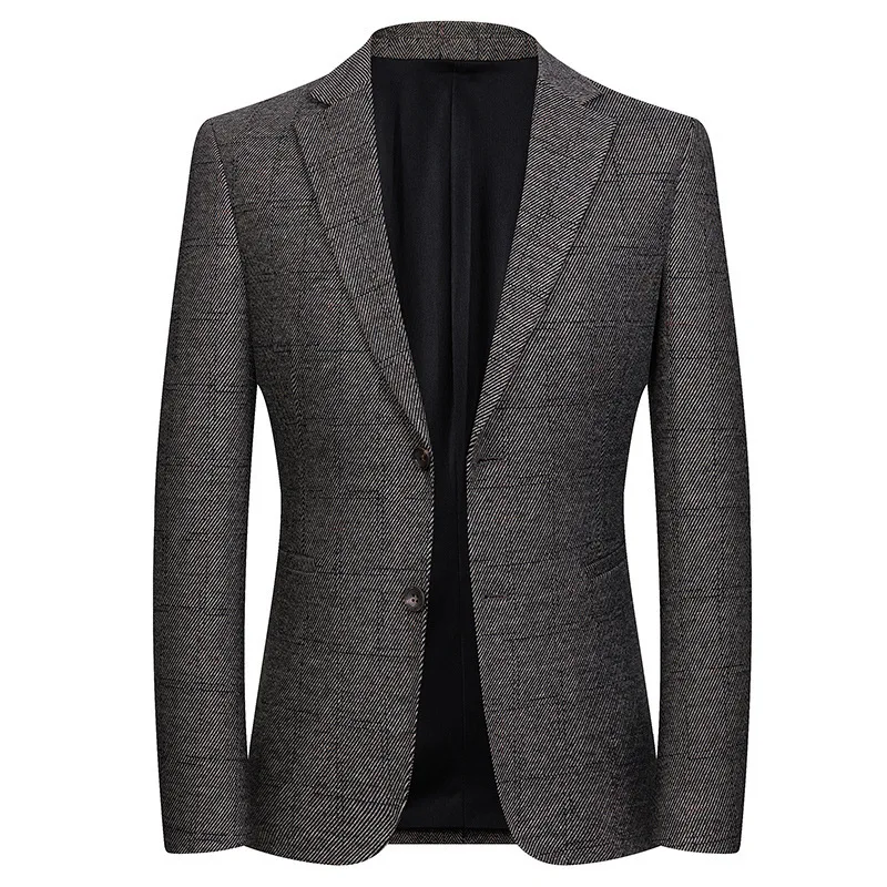 1-B19   Wool Suit Men's High-end Business Casuon-ironing Autumn and Winter Thick Jacket Middle-aged Single Western Jacket